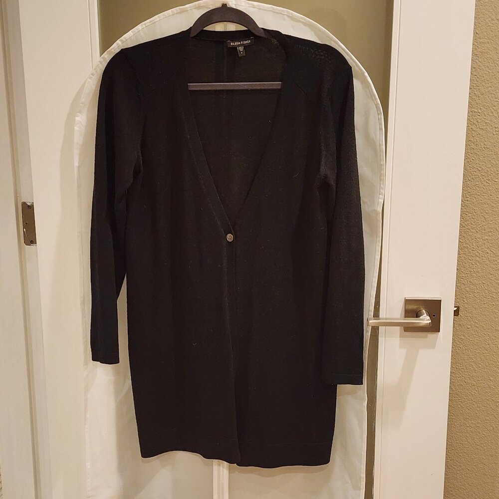 Excellent!!| US SZ Small| EILEEN FISHER: Long Black Cardigan